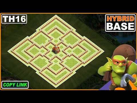 NEW BEST! TH16 Hybrid Base with COPY LINK 2024 | COC Town Hall 16 Trophy/Farming Base Design