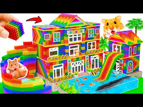 Build Miniature Mansion has Swimming Pools and Double Slide for Hamster From Magnetic Balls