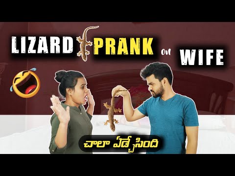 Lizard Prank on Wife 🤣😂Went wrong 😭|| చాలా ఏడ్చేసింది|| Pavan Ramya||