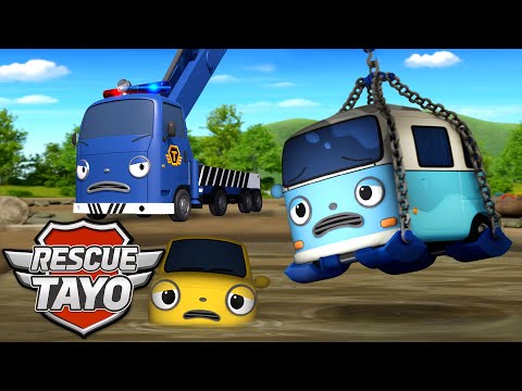 Super Wheel Khan! Super Hook Reki! Cars Stuck in the Puddles! l Tayo Rescue Team l Tayo English
