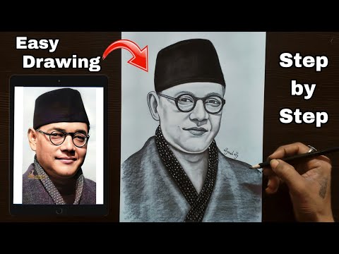 How to draw Netaji Subhas Chandra Bosh /Subhas chandra bosh drawing tutorial / 26 january drawing