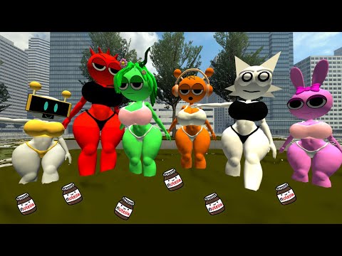 NEW SPRUNKI FAMILY CHOCOLATE PARTY MISS TREE & MISS SUN & MISS FUN COMPUTER In Garry's Mod Incredibo