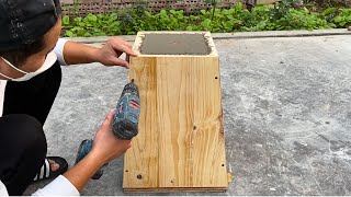 Awesome - Extremely beautiful flower pot cast from wooden mold combined with cement