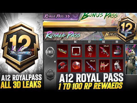 A12 Royal Pass Leaks | 1 to 100 Rp Rewards | Bunny Set & Upgradable Skin | PUBGM