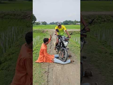 The boy ran away leaving the bike behind.