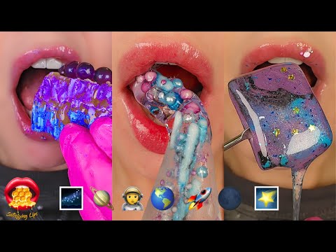 Satisfying ASMR Mouth Sounds GALAXY SPACE 🌌 Honeycomb Fondant  Mukbang 먹방