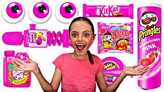 24 HORAS COMENDO COMIDAS DOS ROSA *Passei mal 🤢