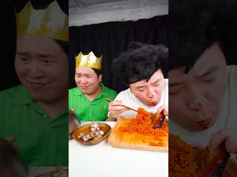ASMR Mukbang Spicy Fire Noodles, pork belly, egg | TikTok Funny Videos | HUBA #shorts
