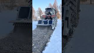 FAE stone crusher at work during a field demonstration on snow-covered terrain