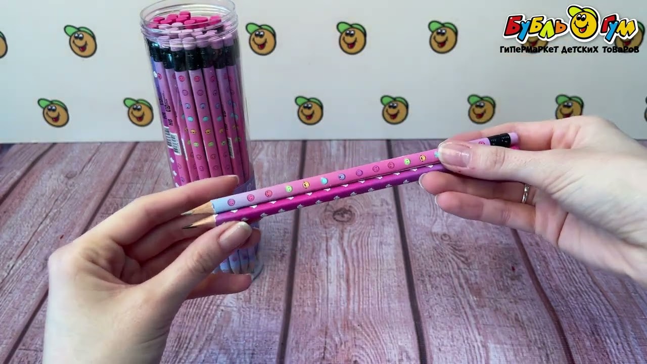 Карандаш чернографитный Котики и смайлы в ассортименте - видео Карандаш чернографитный Котики и смайлы в ассортименте - видео