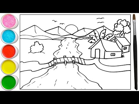 HOW TO DRAW A BEAUTIFUL LANDSCAPE SCENERY || EASY SCENERY DRAWING