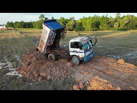 Starting Strong😱: Komatsu D20A Bulldozer Pushes Soil to Fill Stone Pond