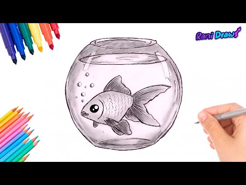 CÓMO DIBUJAR UN PEZ EN PECERA CON LÁPIZ - Dibujos fáciles paso a paso