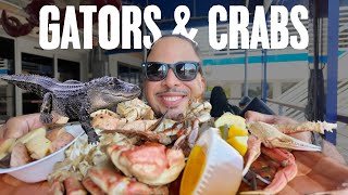 Eating Gator with a Crazy Crab Feast : Blue vs. Dungeness vs. Alaskan Queen Crab! Seafood Showdown!