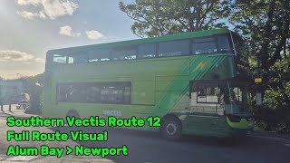 Southern Vectis route 12 Full Route Visual - Alum Bay to Newport