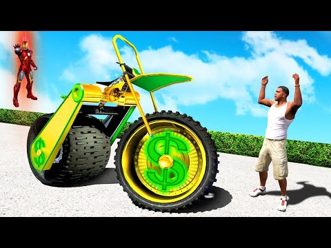 Franklin Finding $1,000,000,000  IRONMAN Golden BIKES of in GTA 5 | SHINCHAN and CHOP