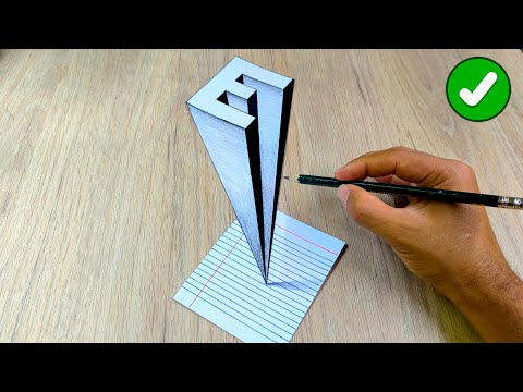 ! Impresionante Dibujos 3D ⭐  Como Dibujar en 3D la Letra E con Perspectiva con Lapiz