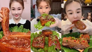 ASMR SOSLU ÇİN YEMEKLERİ SPICY CHINESE FOOD 吃辛辣的中国菜 (Pork Belly) 🍖MUKBANG 먹방 🌶