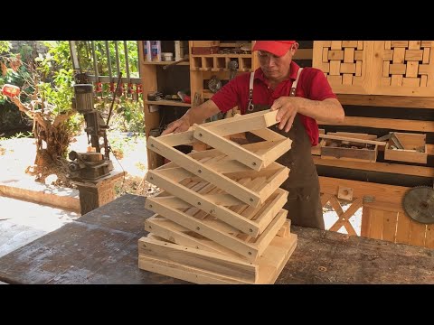 Smart Creative Woodworking Ideas // How To Make A Folding Magazine Display Stand From Recycled Wood