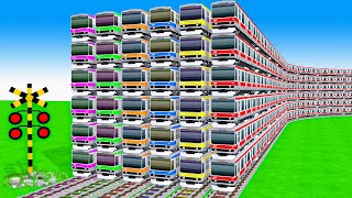 【踏切アニメ】あぶない電車【カンカン】電車 Train Climbing Pynamid 2025🚦 Fumikiri 3D Train Railroad Crossing Animation