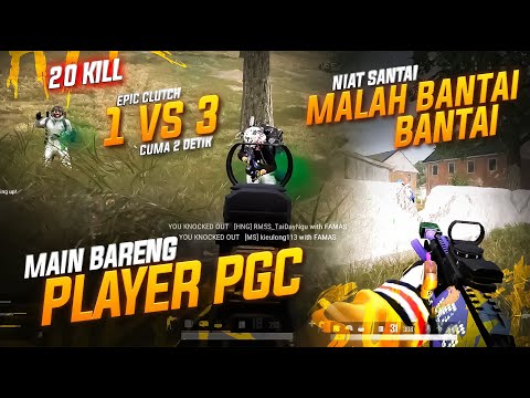 NIAT SANTAI MALAH BANTAI BANTAI !! EPIC CLUTCH 1 VS 3 CUMA 2 DETIK FT PLAYER PGC ! #pubg