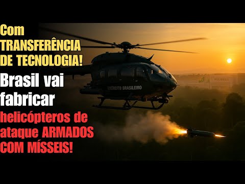 helicóptero H145M armado com mísseis: Helibras fabricará no Brasil com transferência de tecnologia