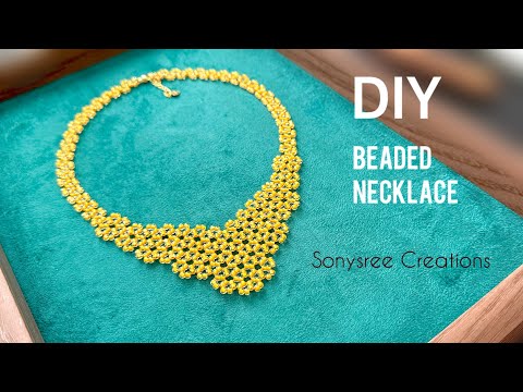 Honeycomb Beaded Necklace || Right Angle Weave beaded necklace || 8/0 seed beads necklace