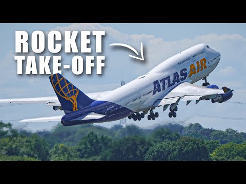 RARE Atlas 747 Arrival and Departure at Manchester Airport