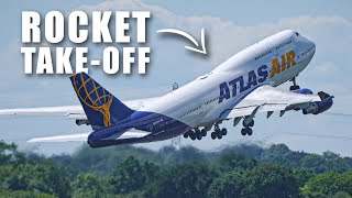 RARE Atlas 747 Arrival and Departure at Manchester Airport
