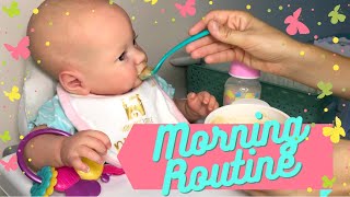 Happy Reborn Baby Skya's Morning Routine! Feeding, Changing, Playing & Nap.