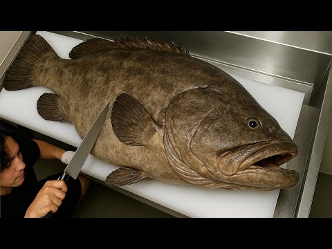 Giant Grouper Caught, Cut, and Cooked | Epic Seafood Feast!
