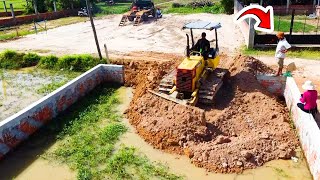 Fanstastic Show Dump Trucks Unloading Stones Operation With Fast Dozer Pushing Skills In Land Fill