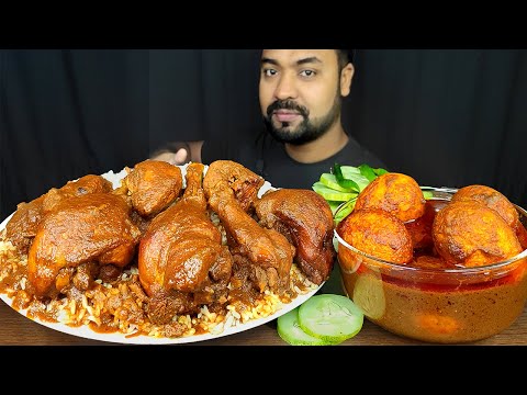 DESI STYLE CHICKEN CURRY, EGG CURRY, SALAD, CHILI, GRAVY, RICE ASMR MUKBANG EATING SHOW | BIG BITES