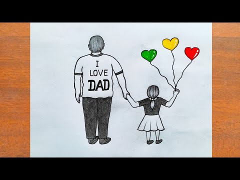 Father's Day Drawing / How to Draw Father's Day Drawing Easy Steps / Happy Father's Day Drawing