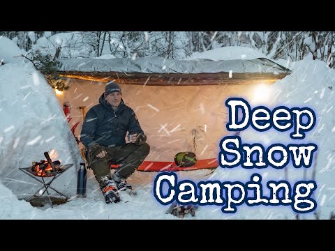 Deep Snow Solo Camping - Survival Shelter - Snow Storm