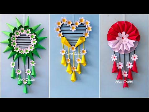 3 Unique Flower Wall Hanging / Quick PaperCraft For Home Decoration Easy Wall Mate DIYWall Decor