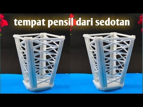 Tempat pensil dari sedotan KERAJINAN TANGAN dari barang bekas