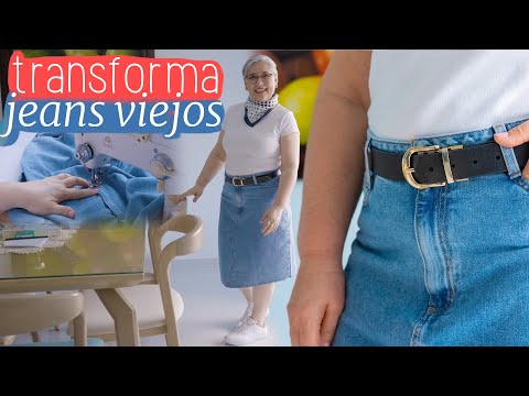 UNA FALDA LINDA , a partir de un Jean o Vaquero/Fácil de hacer paso a paso