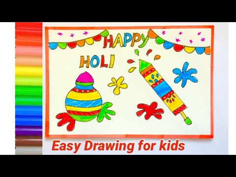 holidrawingHOW TO DRAW HOLI SCENERY STEP BY STEP/HOLI FESTIVAL SCENERY  DRAWING/HOLI SPECIAL DRAWING | Hand art kids, Art drawings for kids, Easy  drawings for kids