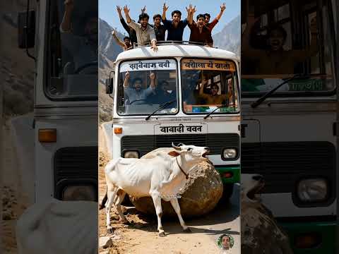 💔 Brave Cow Stops Bus Just in Time — Saves Every Passenger from Deadly Mountain Collapse! 🐄 #shorts