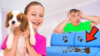 Nastya merawat anak anjingnya - Seri video untuk anak-anak