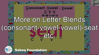 More on Letter Blends (consonant-vowel-vowel)-seat etc