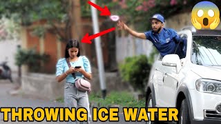 Throwing Ice Water Balloons at People Prank ! || MOUZ PRANK