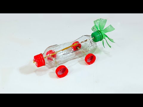 Make propeller cars from plastic bottles | Rubber band powered car | Science project