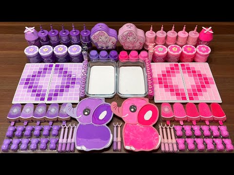 PURPLE vs PINK ELEPHANT I Mixing Random into GLOSSY Slime I Satisfying Slime #925