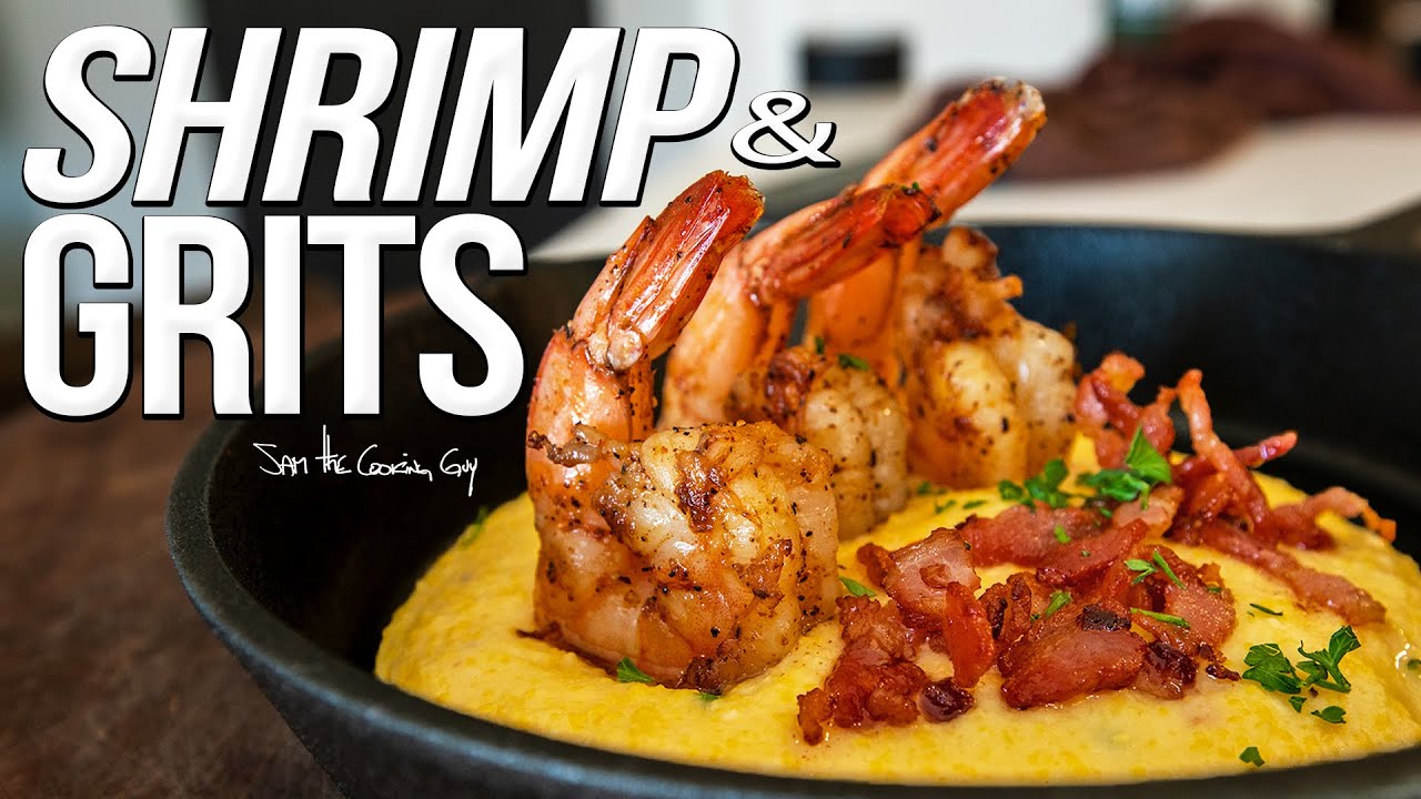 Shrimp & (CHEESY) Grits! Quick & Easy Recipe | SAM THE COOKING GUY 4K