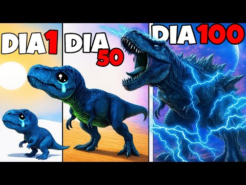 O PEQUENO DINOSSAURO REX FRACO EVOLUIU PARA SE VINGAR! SOBREVIVI 100 DIAS ARK GODZILLA 24 HORAS