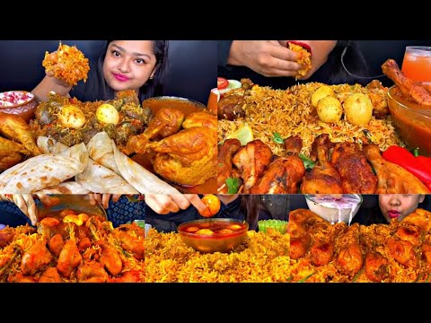 ASMR EATING SPICY CHICKEN BIRYANI WITH CHICKEN CURRY | BEST INDIAN FOOD MUKBANG |Foodie India|