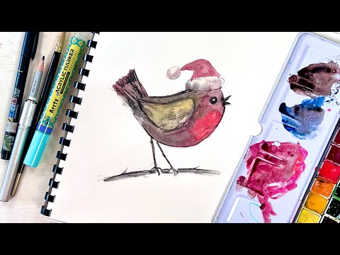 Feeling low this Christmas? Relax and enjoy an hour with my two blobby Christmas watercolor Birds!