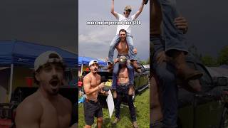 They made a 3 person human tower to try to impress me